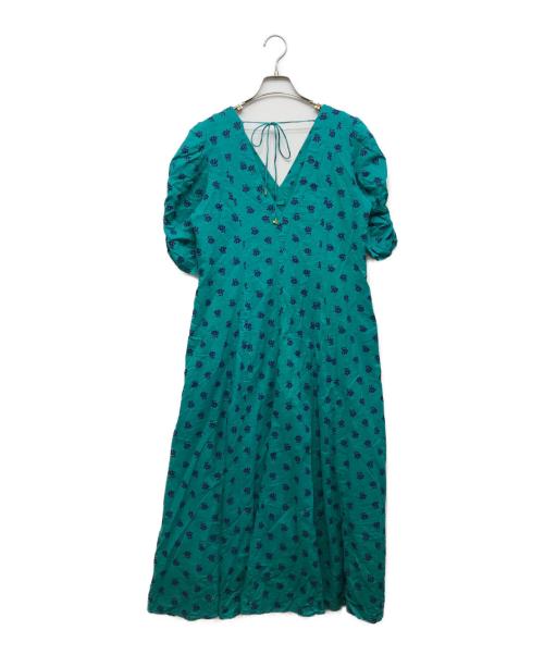 ne quittez pas（ヌキテパ）ne quittez pas (ヌキテパ) Dobby Stripe Flower Print Dress グリーン サイズ:FREE 未使用品の古着・服飾アイテム