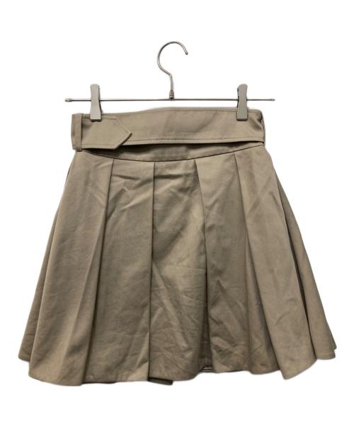 patou（パトゥ）patou (パトゥ) オーガニックコットン ベルト付きミニプリーツスカート ベージュ サイズ:34の古着・服飾アイテム