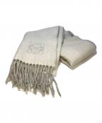 LOEWEロエベ）の古着「ウール＆カシミヤ バイカラーマフラー」｜グレー×アイボリー