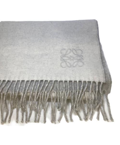 LOEWE（ロエベ）LOEWE (ロエベ) ウール＆カシミヤ バイカラーマフラー グレー×アイボリーの古着・服飾アイテム