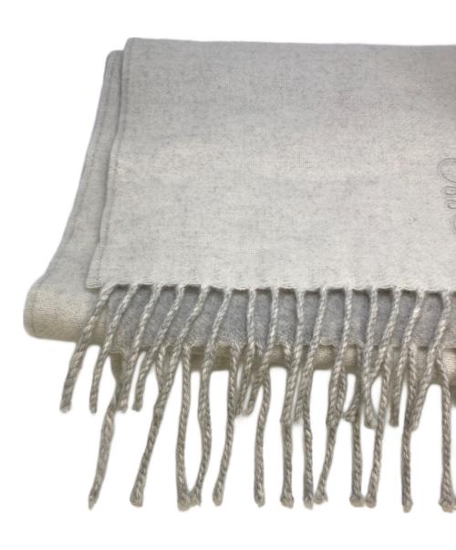 LOEWE（ロエベ）LOEWE (ロエベ) ウール＆カシミヤ バイカラーマフラー グレー×アイボリーの古着・服飾アイテム