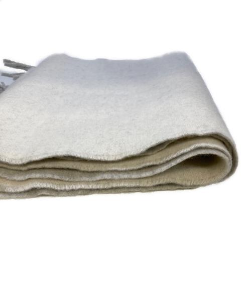 LOEWE（ロエベ）LOEWE (ロエベ) ウール＆カシミヤ バイカラーマフラー グレー×アイボリーの古着・服飾アイテム