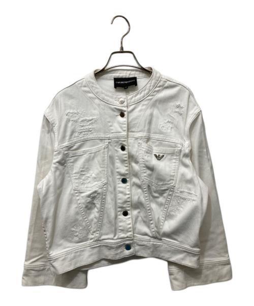 EMPORIO ARMANI（エンポリオアルマーニ）EMPORIO ARMANI (エンポリオアルマーニ) デニムジャケット ホワイト サイズ:44の古着・服飾アイテム