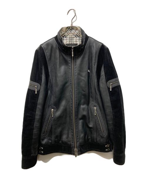 BURBERRY BLACK LABEL（バーバリーブラックレーベル）BURBERRY BLACK LABEL (バーバリーブラックレーベル) レザー切替ジャケット ブラック サイズ:SIZE Mの古着・服飾アイテム