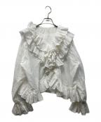 crinkle crinkle  crinkleクリンクル クリンクル クリンクル）の古着「frill poncho L/S blouse」｜ホワイト