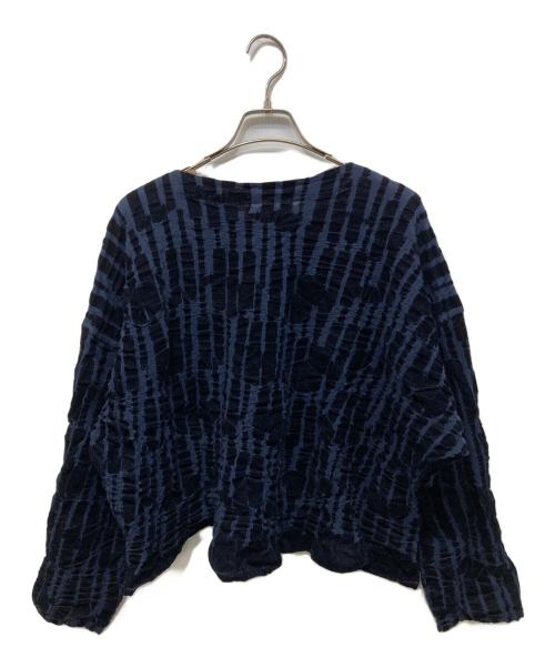 me ISSEY MIYAKE（ミーイッセイ ミヤケ）me ISSEY MIYAKE (ミーイッセイ ミヤケ) フロッキープリーツブラウス ネイビー サイズ:不明の古着・服飾アイテム