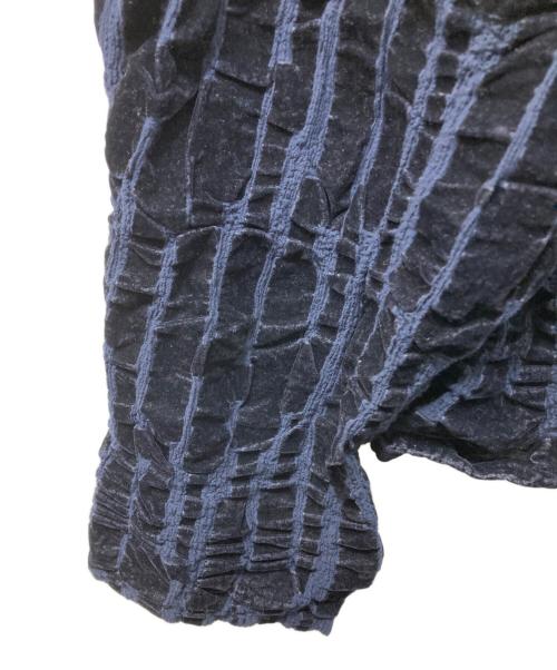 me ISSEY MIYAKE（ミーイッセイ ミヤケ）me ISSEY MIYAKE (ミーイッセイ ミヤケ) フロッキープリーツブラウス ネイビー サイズ:不明の古着・服飾アイテム