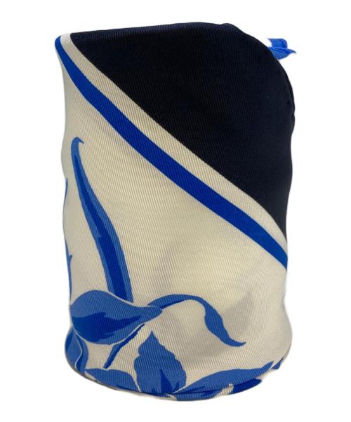 GUCCI（グッチ）GUCCI (グッチ) フローラルプリントシルクスカーフ ネイビー×ブルー×ホワイトの古着・服飾アイテム