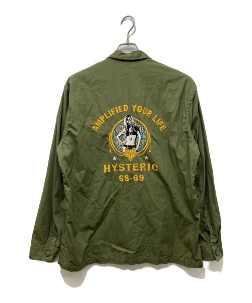 Hysteric Glamour（ヒステリックグラマー）Hysteric Glamour (ヒステリックグラマー) AMPLIFIED刺繍 ユーティリティシャツ オリーブ サイズ:SIZE XLの古着・服飾アイテム