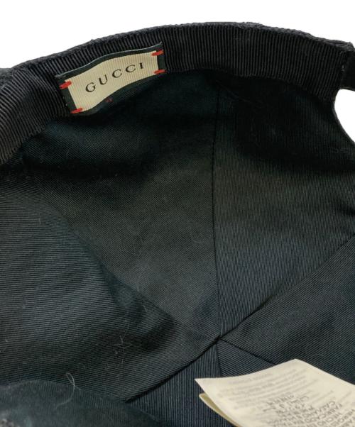 GUCCI（グッチ）GUCCI (グッチ) ウェブ ストライプ付き GGキャンバス ベースボールキャップ ブラック サイズ:Mの古着・服飾アイテム