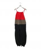 OMMOオーエムエムオー）の古着「VOLUME HEM GATHER ALL IN ONE」｜レッド×カーキ×ブラック