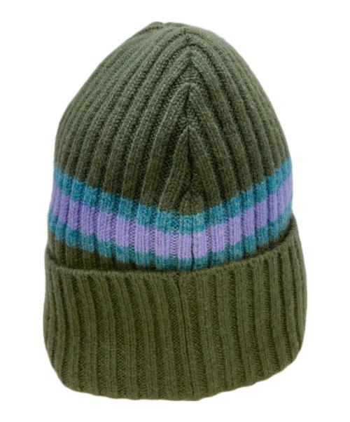 SUPREME（シュプリーム）Supreme (シュプリーム) Stripe Cashmere Beanie オリーブの古着・服飾アイテム