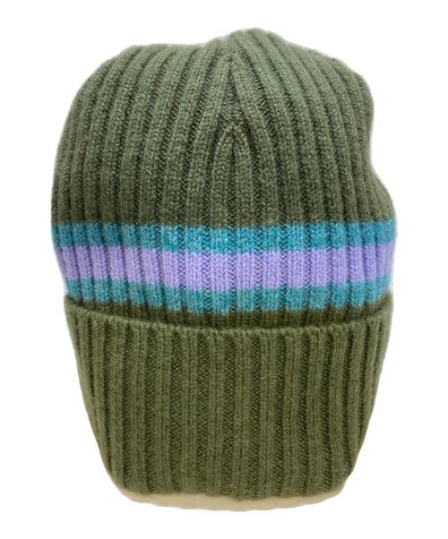 SUPREME（シュプリーム）Supreme (シュプリーム) Stripe Cashmere Beanie オリーブの古着・服飾アイテム