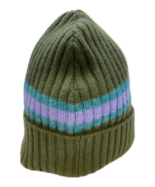 SUPREME（シュプリーム）Supreme (シュプリーム) Stripe Cashmere Beanie オリーブの古着・服飾アイテム