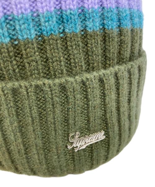 SUPREME（シュプリーム）Supreme (シュプリーム) Stripe Cashmere Beanie オリーブの古着・服飾アイテム