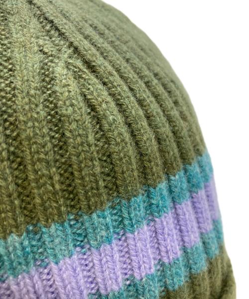 SUPREME（シュプリーム）Supreme (シュプリーム) Stripe Cashmere Beanie オリーブの古着・服飾アイテム