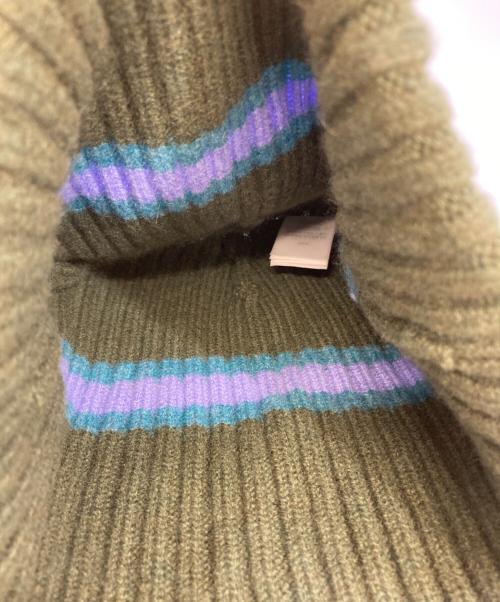 SUPREME（シュプリーム）Supreme (シュプリーム) Stripe Cashmere Beanie オリーブの古着・服飾アイテム