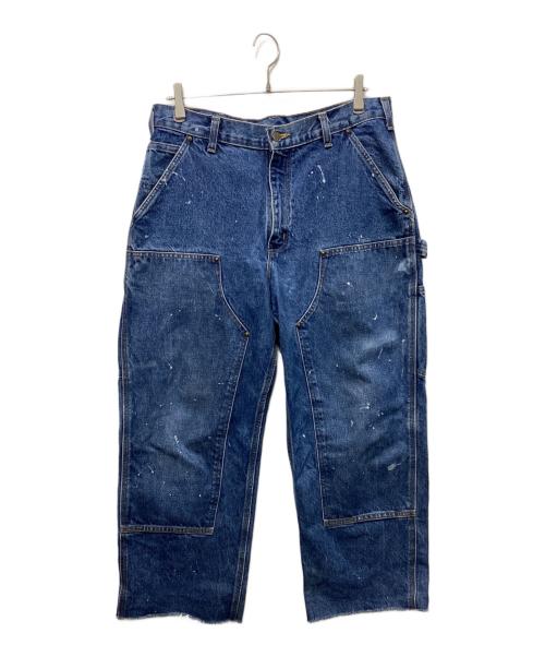 CarHartt（カーハート）CarHartt (カーハート) ペイント加工ダブルニーパンツ インディゴ サイズ:W34の古着・服飾アイテム
