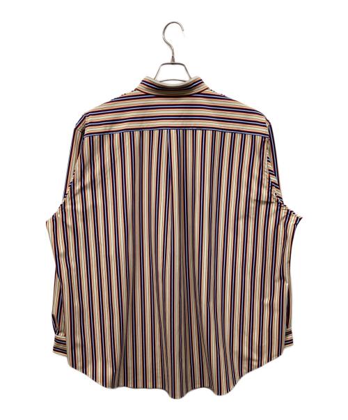 KANEMASA PHIL.（カネマサフィル）KANEMASA PHIL. (カネマサフィル) 46G Atmosphere Stripe L/S Shirt ベージュ×ブルー サイズ:Mの古着・服飾アイテム