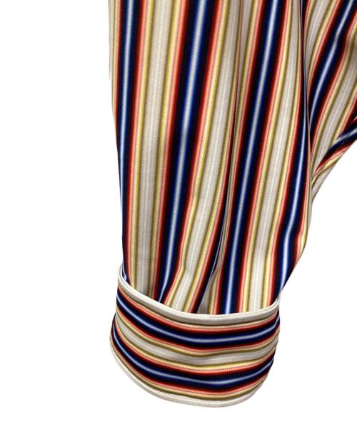 KANEMASA PHIL.（カネマサフィル）KANEMASA PHIL. (カネマサフィル) 46G Atmosphere Stripe L/S Shirt ベージュ×ブルー サイズ:Mの古着・服飾アイテム