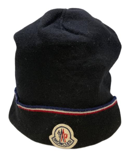 MONCLER（モンクレール）MONCLER (モンクレール) トリコロールラインニット帽 ブラックの古着・服飾アイテム