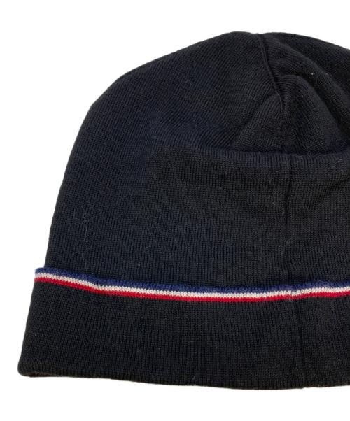 MONCLER（モンクレール）MONCLER (モンクレール) トリコロールラインニット帽 ブラックの古着・服飾アイテム