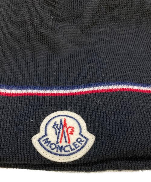 MONCLER（モンクレール）MONCLER (モンクレール) トリコロールラインニット帽 ブラックの古着・服飾アイテム