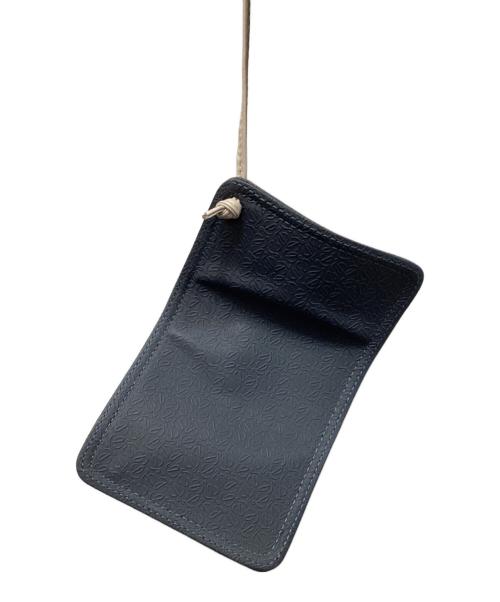 LOEWE（ロエベ）LOEWE (ロエベ) リピートアナグラムショルダーバッグ ネイビー×グレーの古着・服飾アイテム