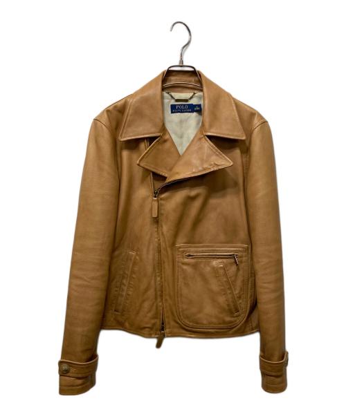 POLO RALPH LAUREN（ポロ・ラルフローレン）POLO RALPH LAUREN (ポロ・ラルフローレン) レザーダブルライダースジャケット ベージュ サイズ:XSの古着・服飾アイテム