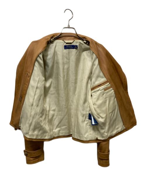 POLO RALPH LAUREN（ポロ・ラルフローレン）POLO RALPH LAUREN (ポロ・ラルフローレン) レザーダブルライダースジャケット ベージュ サイズ:XSの古着・服飾アイテム