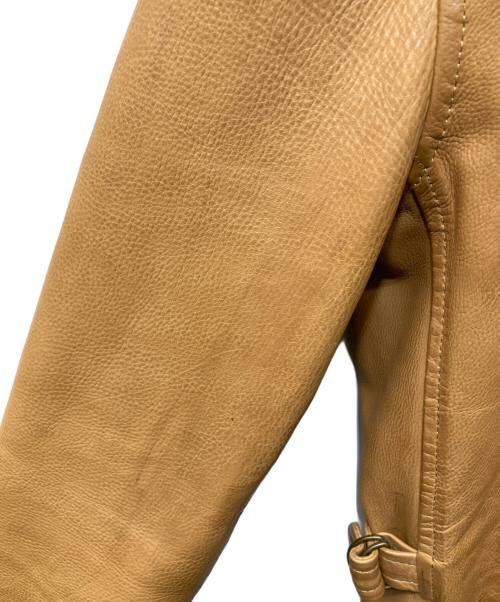 POLO RALPH LAUREN（ポロ・ラルフローレン）POLO RALPH LAUREN (ポロ・ラルフローレン) レザーダブルライダースジャケット ベージュ サイズ:XSの古着・服飾アイテム