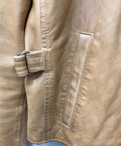 POLO RALPH LAUREN（ポロ・ラルフローレン）POLO RALPH LAUREN (ポロ・ラルフローレン) レザーダブルライダースジャケット ベージュ サイズ:XSの古着・服飾アイテム