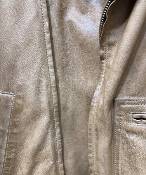 POLO RALPH LAUREN（ポロ・ラルフローレン）POLO RALPH LAUREN (ポロ・ラルフローレン) レザーダブルライダースジャケット ベージュ サイズ:XSの古着・服飾アイテム