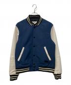 COACHコーチ）の古着「袖レザースタジャン」｜ネイビー×アイボリー