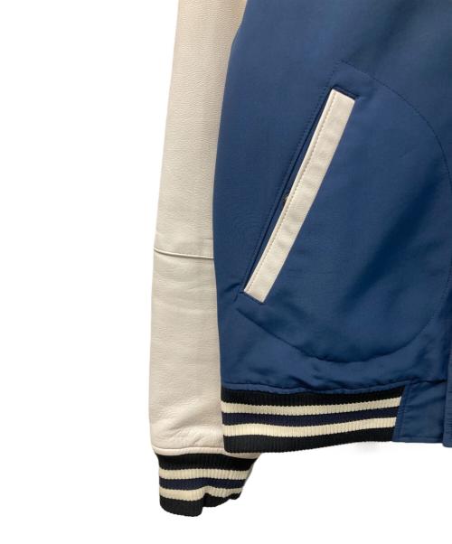 COACH（コーチ）COACH (コーチ) 袖レザースタジャン ネイビー×アイボリー サイズ:Mの古着・服飾アイテム