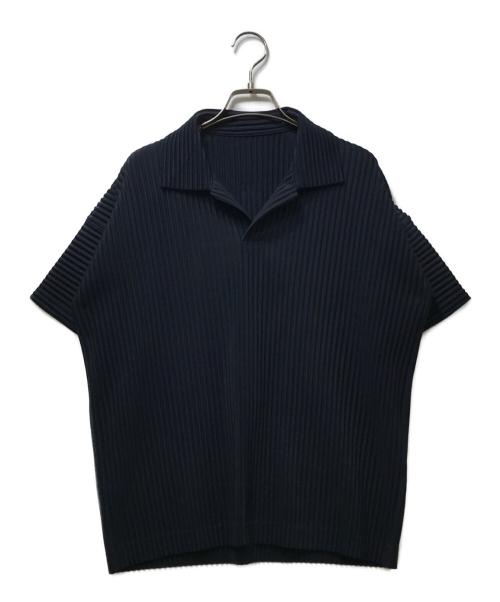 HOMME PLISSE ISSEY MIYAKE（オム プリッセ イッセイ ミヤケ）HOMME PLISSE ISSEY MIYAKE (オム プリッセ イッセイ ミヤケ) プリーツポロ ネイビー サイズ:2の古着・服飾アイテム