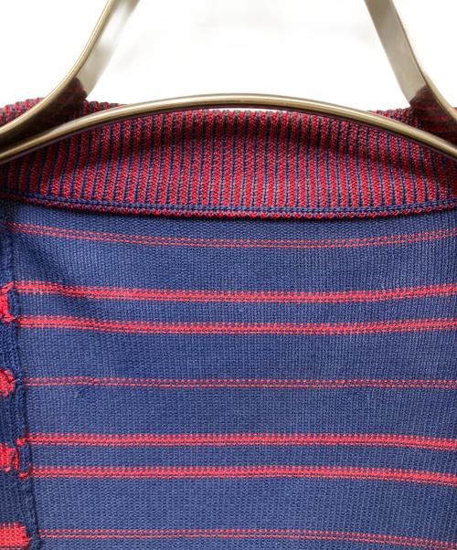 Maison Margiela（メゾンマルジェラ）Maison Margiela (メゾンマルジェラ) エルボーパッチボーダーカーディガン ネイビー×レッド サイズ:Mの古着・服飾アイテム