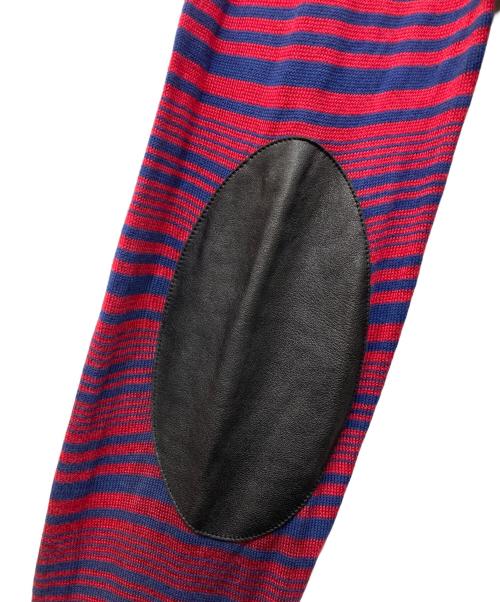 Maison Margiela（メゾンマルジェラ）Maison Margiela (メゾンマルジェラ) エルボーパッチボーダーカーディガン ネイビー×レッド サイズ:Mの古着・服飾アイテム