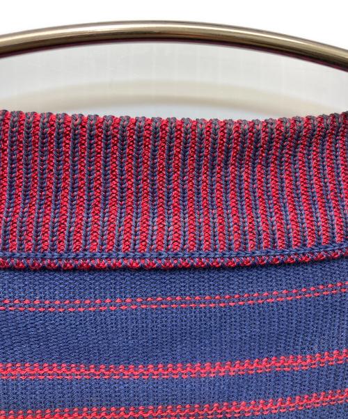 Maison Margiela（メゾンマルジェラ）Maison Margiela (メゾンマルジェラ) エルボーパッチボーダーカーディガン ネイビー×レッド サイズ:Mの古着・服飾アイテム