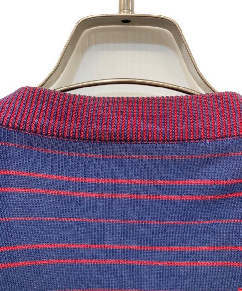 Maison Margiela（メゾンマルジェラ）Maison Margiela (メゾンマルジェラ) エルボーパッチボーダーカーディガン ネイビー×レッド サイズ:Mの古着・服飾アイテム