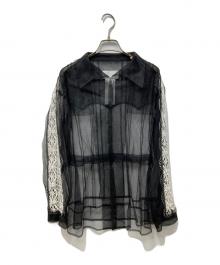 Maison Margiela（メゾンマルジェラ）の古着「レース切替チュールシャツ」｜ブラック