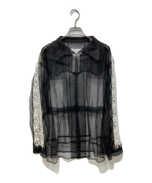 Maison Margiela（メゾンマルジェラ）Maison Margiela (メゾンマルジェラ) レース切替チュールシャツ ブラック サイズ:38の古着・服飾アイテム