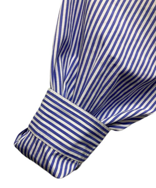 VERSACE（ヴェルサーチェ）VERSACE (ヴェルサーチェ) グラフィックプリント切替ストライプシャツ ブルー サイズ:SIZE 41の古着・服飾アイテム