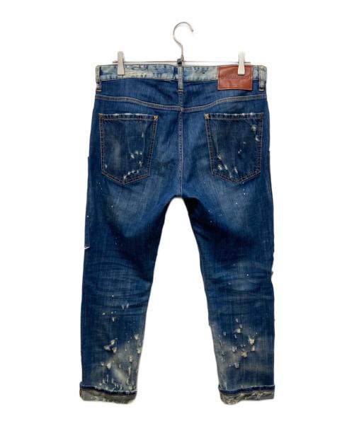 DSQUARED2（ディースクエアード）DSQUARED2 (ディースクエアード) Glam Head Jean ダメージ加工デニムパンツ インディゴ サイズ:48の古着・服飾アイテム
