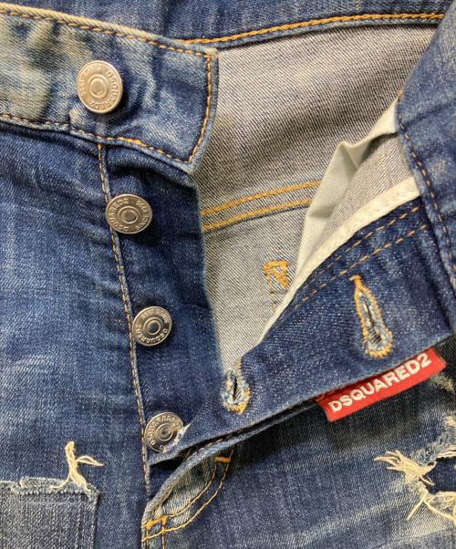 DSQUARED2（ディースクエアード）DSQUARED2 (ディースクエアード) Glam Head Jean ダメージ加工デニムパンツ インディゴ サイズ:48の古着・服飾アイテム
