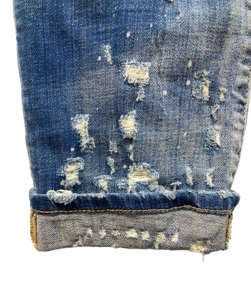 DSQUARED2（ディースクエアード）DSQUARED2 (ディースクエアード) Glam Head Jean ダメージ加工デニムパンツ インディゴ サイズ:48の古着・服飾アイテム