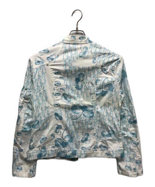 Christian Dior BOUTIQUE（クリスチャン ディオールブティック）Christian Dior BOUTIQUE (クリスチャン ディオールブティック) トロッター柄ライダースジャケット ブルー×ホワイト サイズ:42の古着・服飾アイテム
