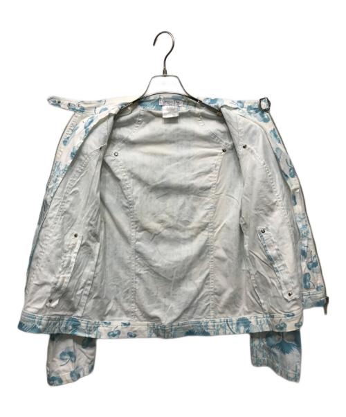 Christian Dior BOUTIQUE（クリスチャン ディオールブティック）Christian Dior BOUTIQUE (クリスチャン ディオールブティック) トロッター柄ライダースジャケット ブルー×ホワイト サイズ:42の古着・服飾アイテム