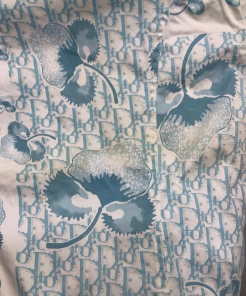 Christian Dior BOUTIQUE（クリスチャン ディオールブティック）Christian Dior BOUTIQUE (クリスチャン ディオールブティック) トロッター柄ライダースジャケット ブルー×ホワイト サイズ:42の古着・服飾アイテム