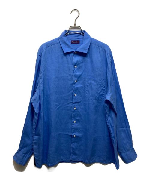RALPH LAUREN Purple Label（ラルフ ローレン パープル レーベル）RALPH LAUREN Purple Label (ラルフ ローレン パープル レーベル) オープンカラーリネンシャツ ブルー サイズ:XXLの古着・服飾アイテム